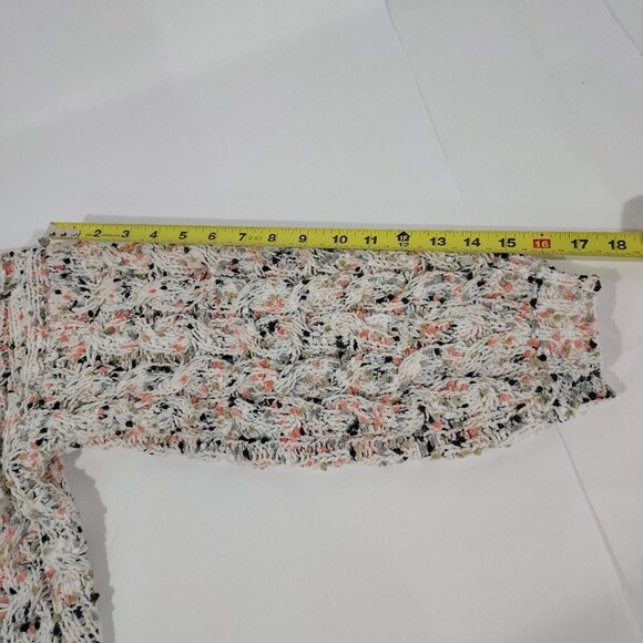 Jessica Simpson White Confetti Multi-Color Cropped Knit Sweater Ribbed Cuff Larg - Picture 7 of 14